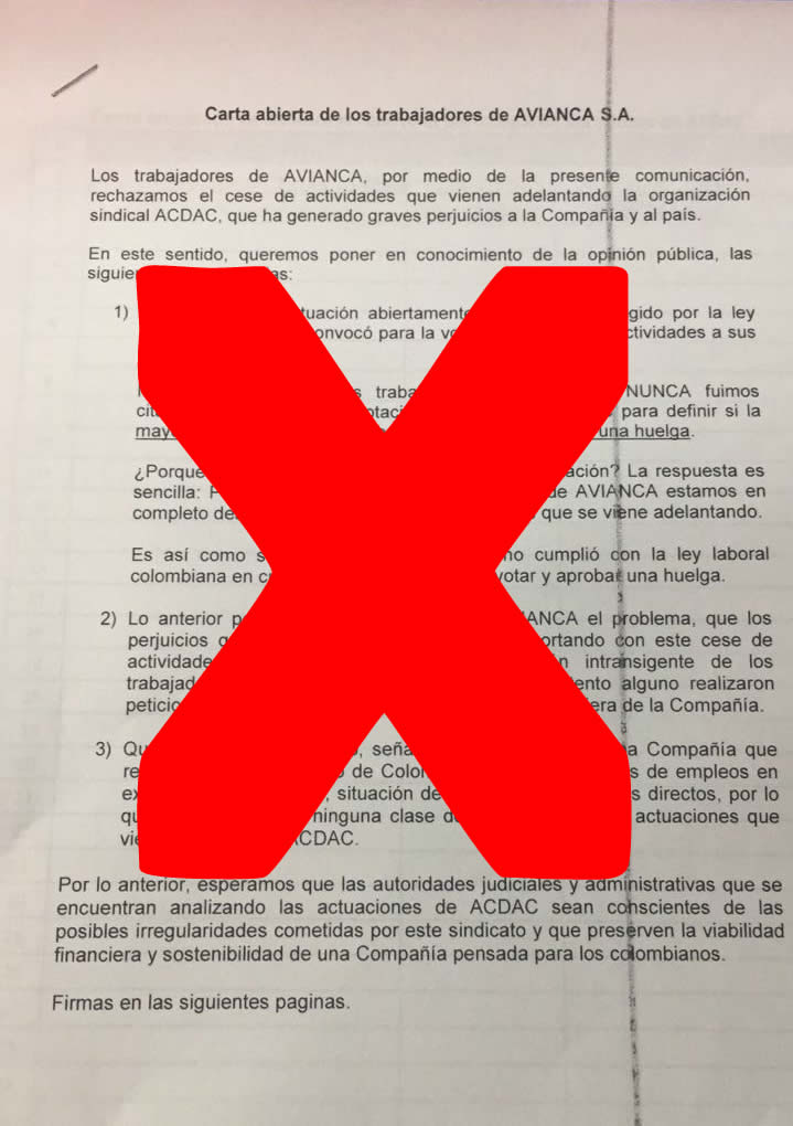rechazo carta firmas